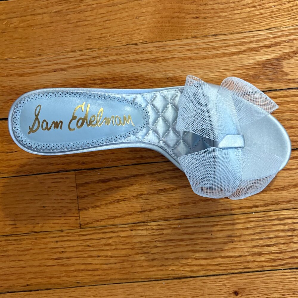 Sam Edelman Corrie Dress Sandal- Cape Blue Satin Size 7.5 M